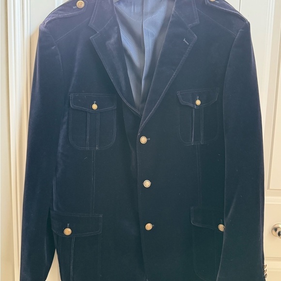 Inserch Navy Blue Velvet Blazer with Gold Buttons 4 XL - Picture 2 of 7